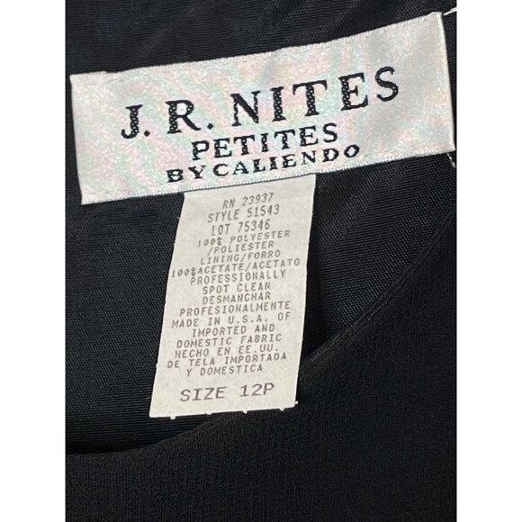 Vintage JR Nites by Caliendo Chiffon Layered Black Top 80s 90s Size 12P - Picture 6 of 14